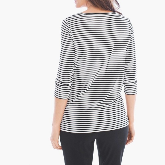 ZENERGY by CHICO’s Bonnie Mix Floral Print Tee Red, White & Black Size 0 - Picture 5 of 15